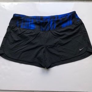 Nike dri fit black and blue running shorts with liner (size large)